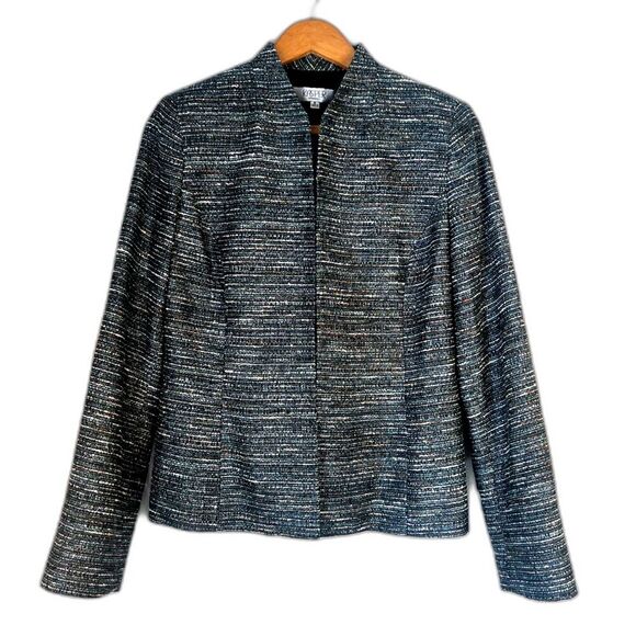 Kasper Separates Green Metallic Tweed Open Front Blazer Office Core Size 6 - Picture 1 of 8
